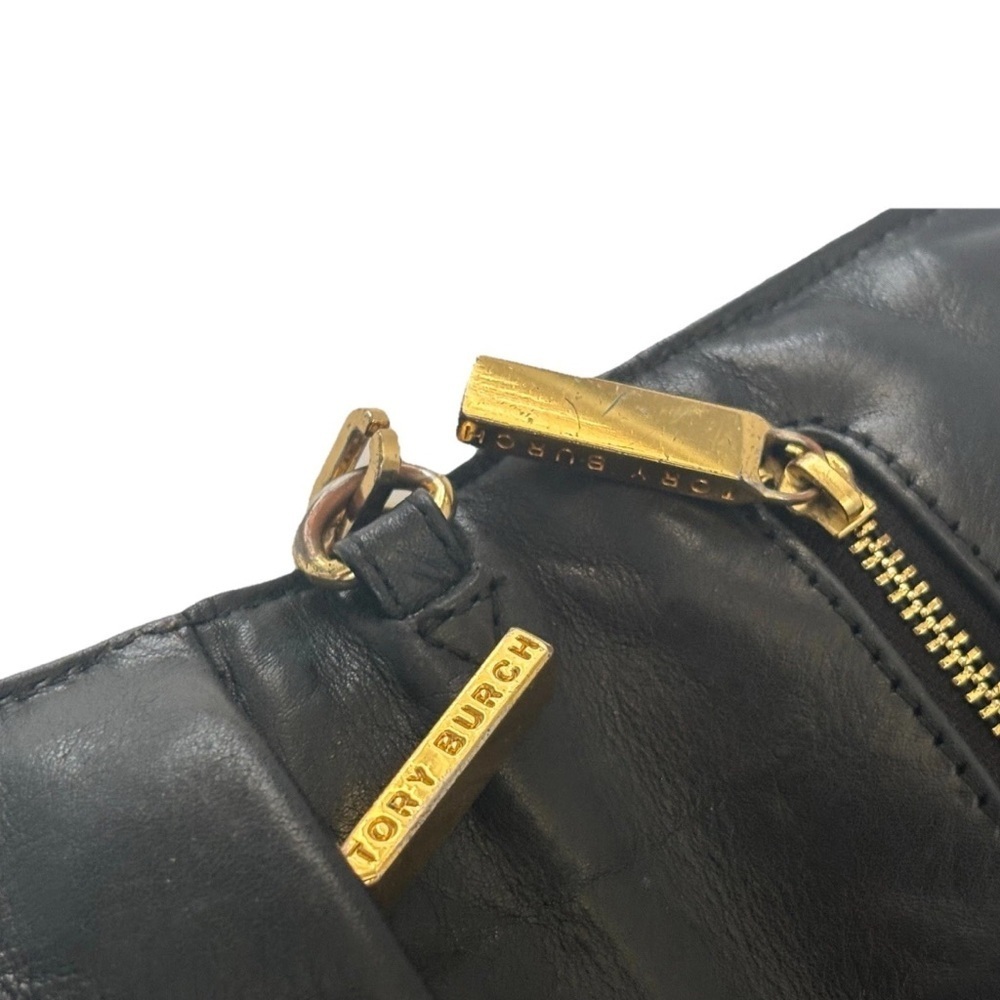 Tory Burch Handbag Purse Black Leather ShoulderBag Clutch - Picture 10 of 11